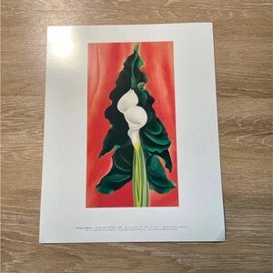 Georgia O'Keefe Calla Lilies on Red Print